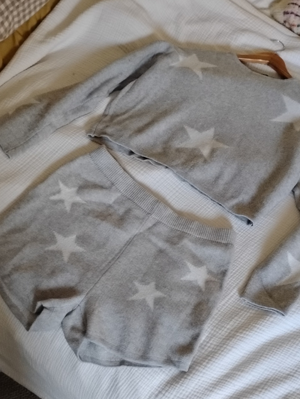 Nasty Gal Gray Star Knit Cozy Lounge Set M